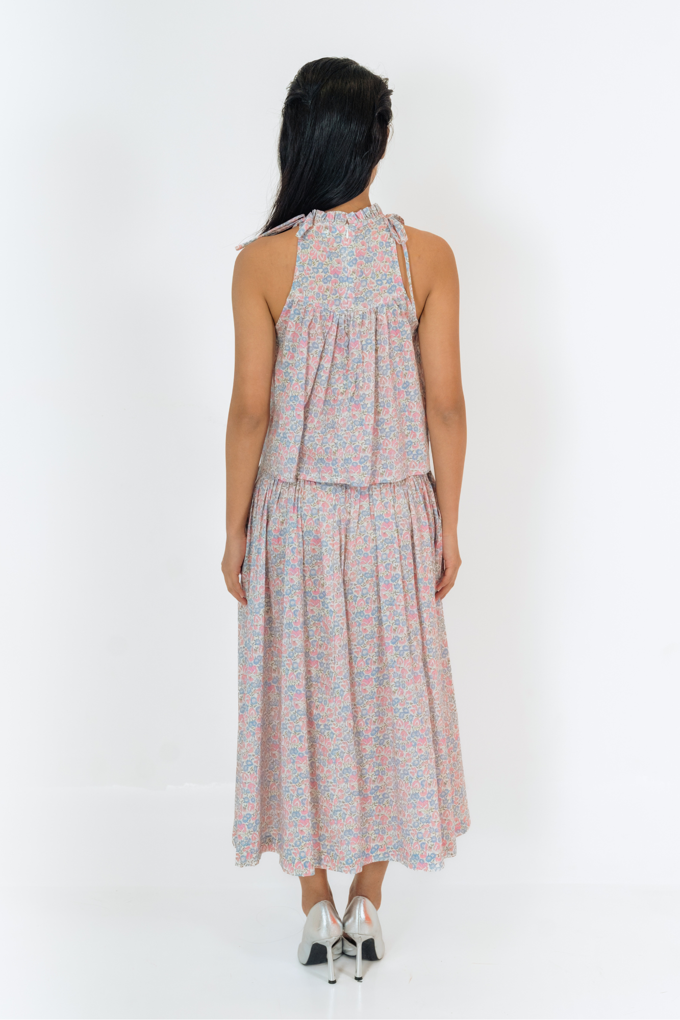 Morning Bloom Ruffled Halter Top & Gathered Skirt Set
