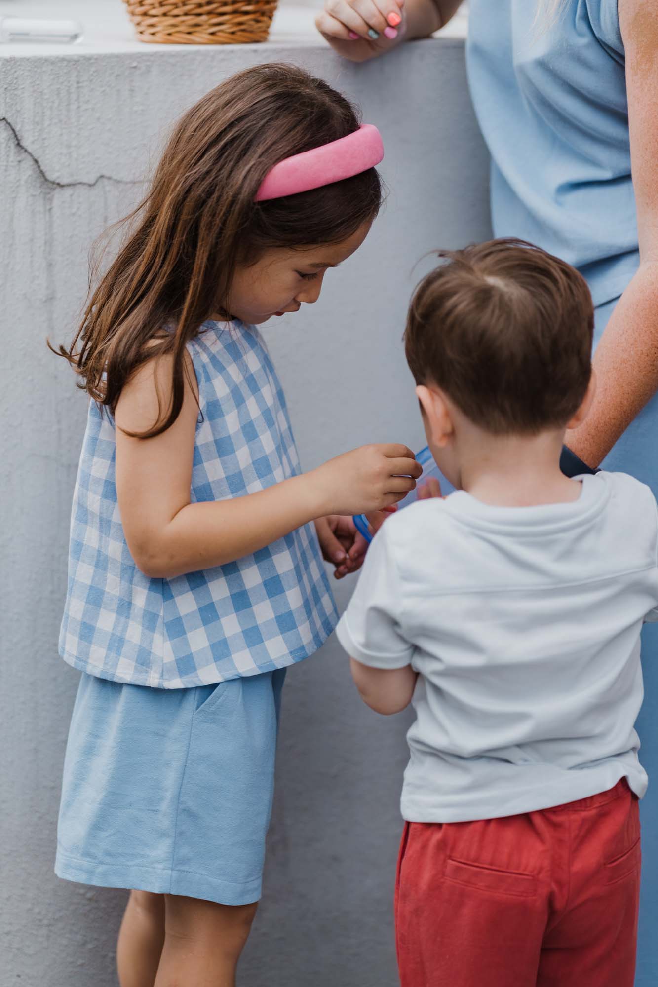 Blue Check Boxy Tank & Shorts Set
