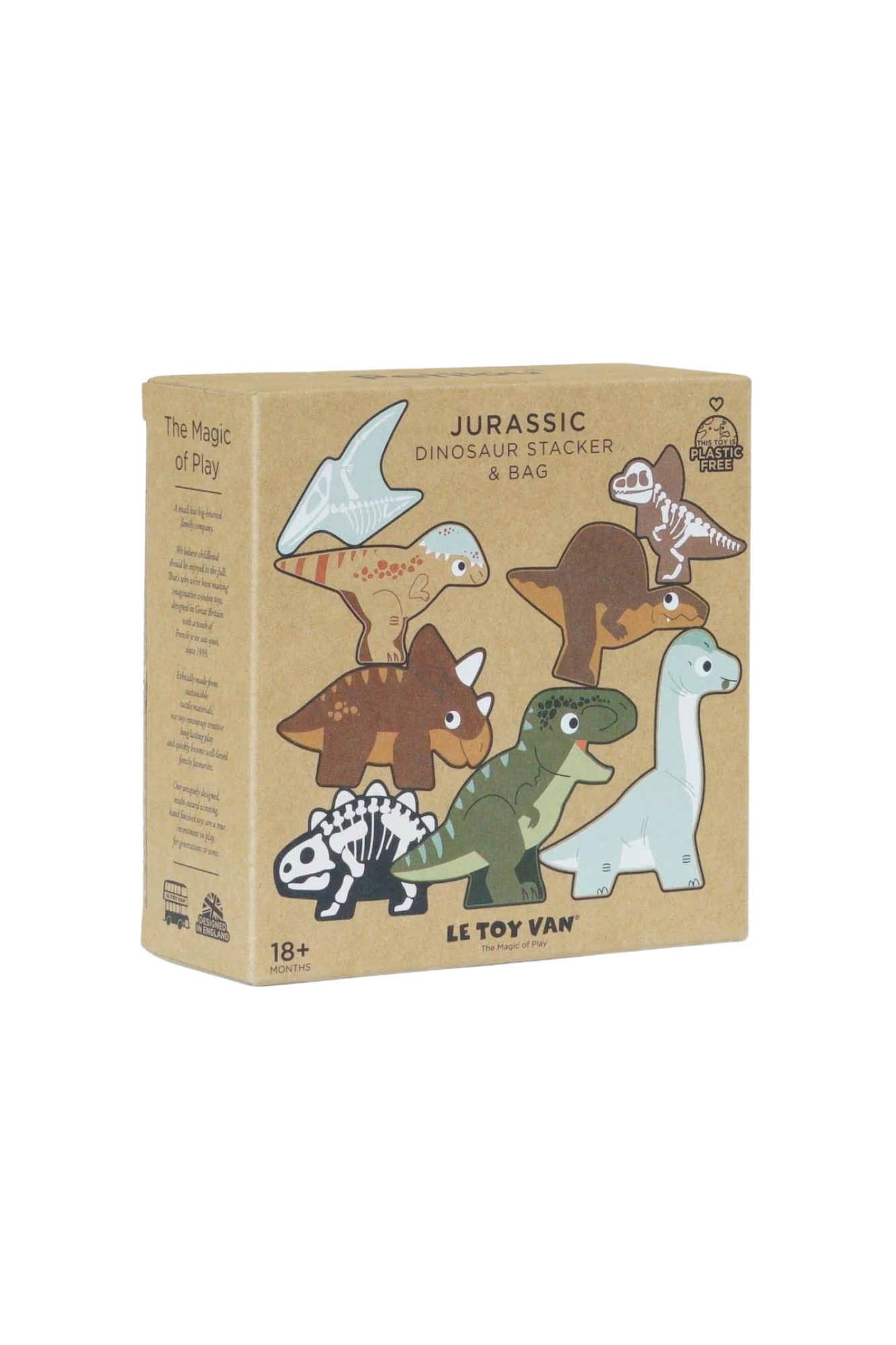 Le Toy Van Wooden Stacking Dinosaurs & Bag - Jurassic