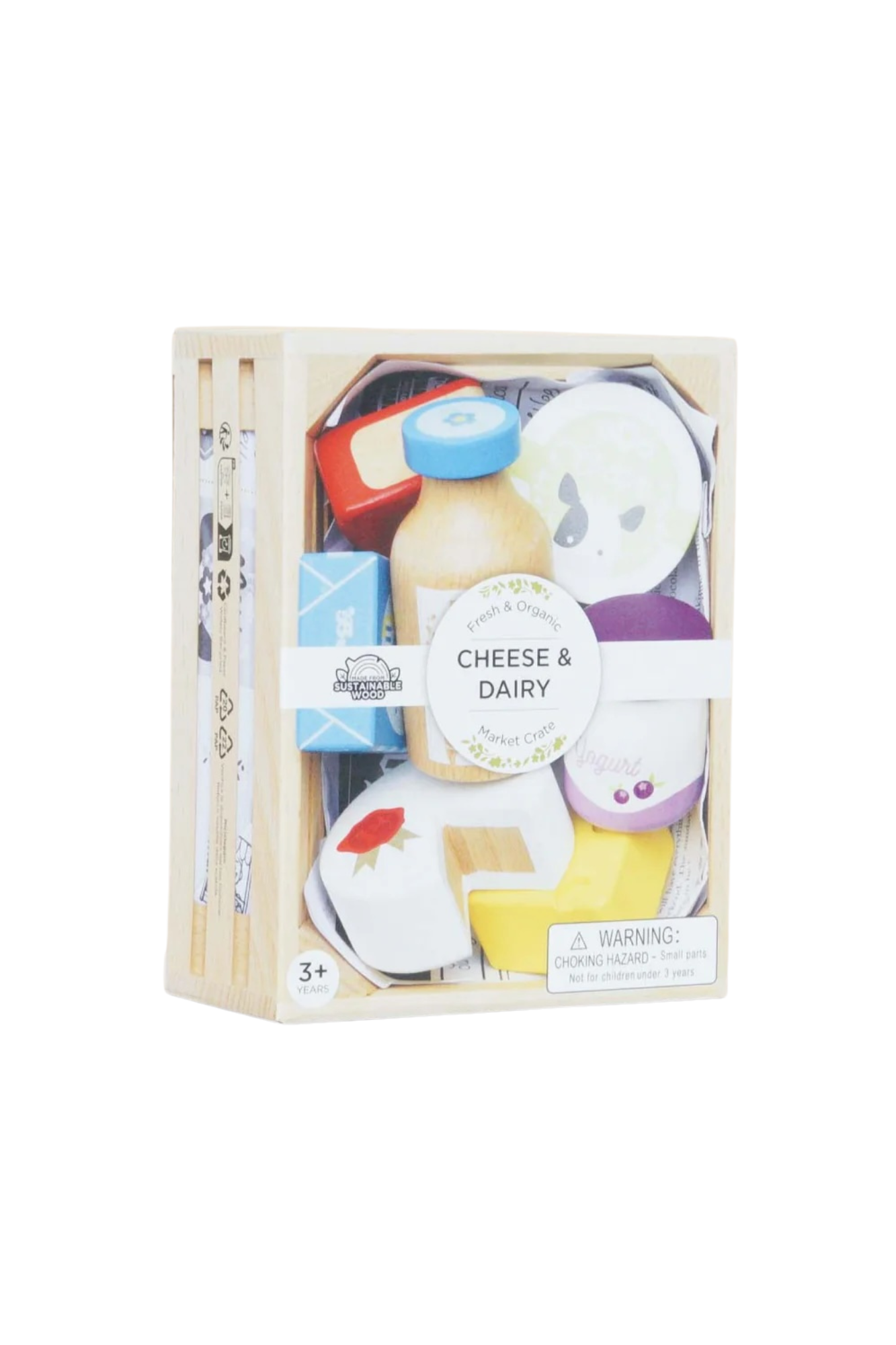 Le Toy Van Wooden Market Crate - Cheese & Dairy