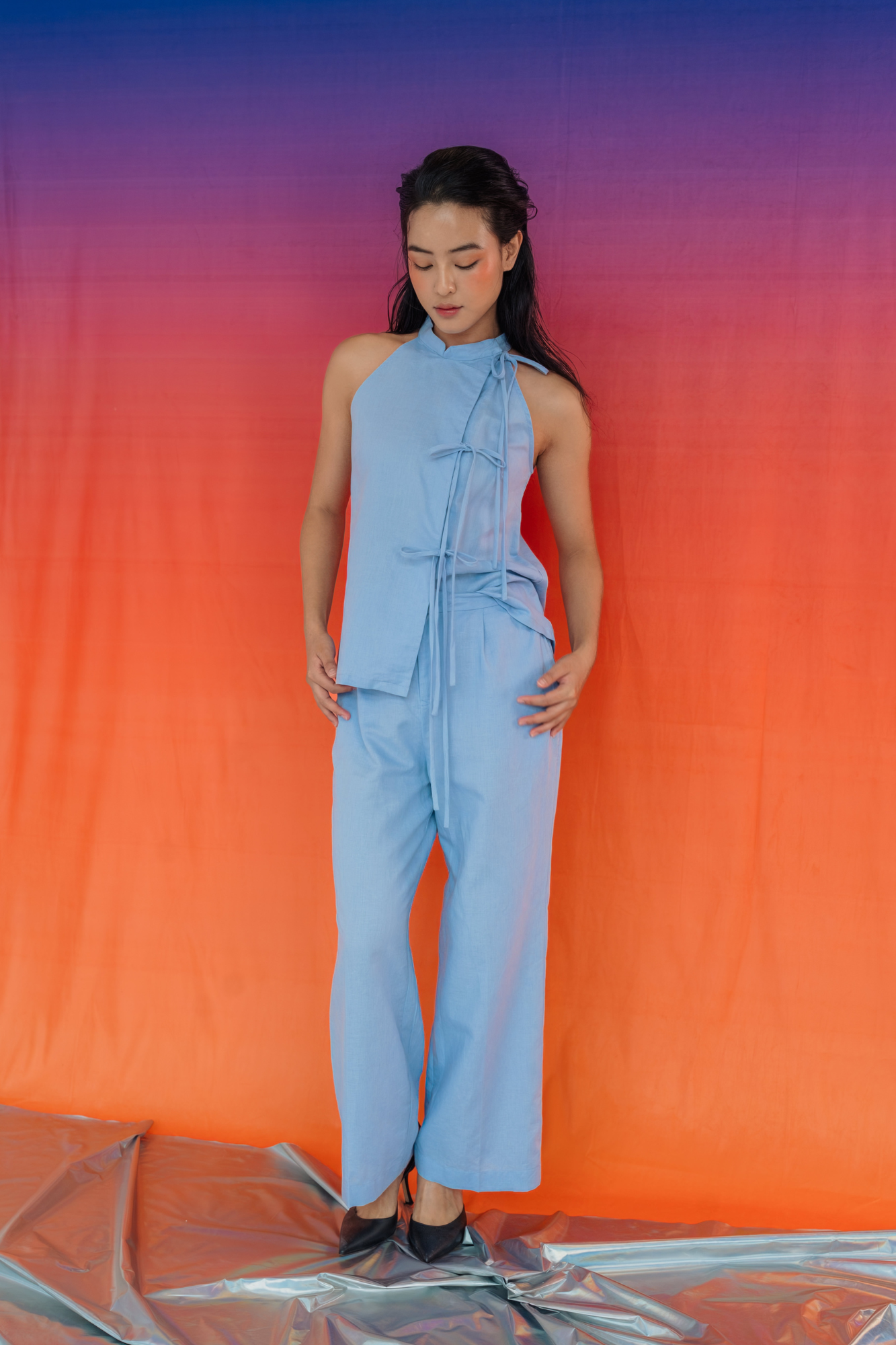 Tourmaline Halter Top & Flared Pants Set