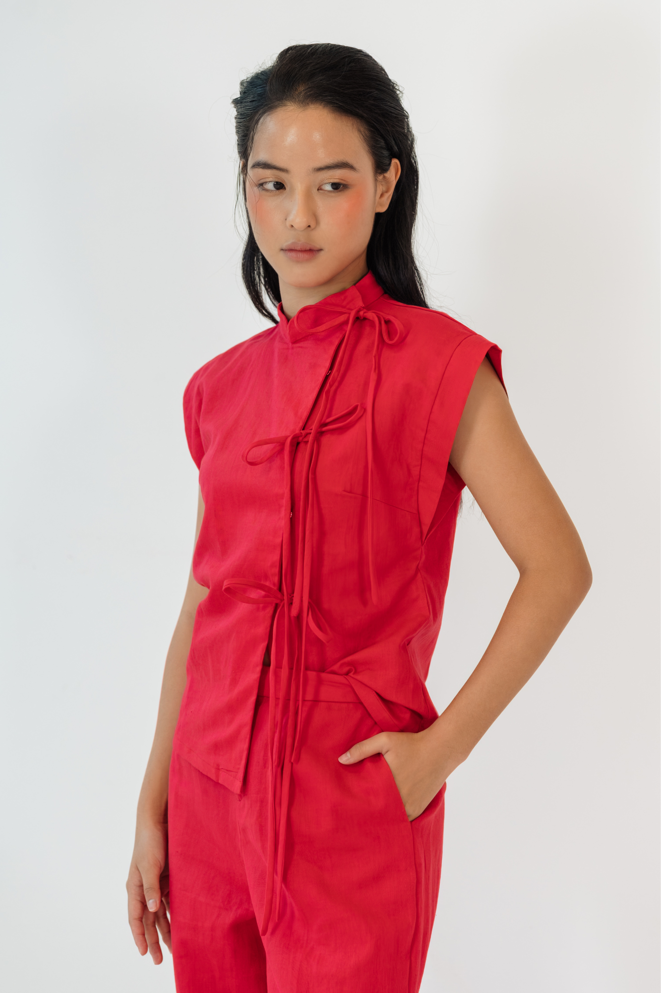 Red Garnet Relaxed Top & Flared Pants Set