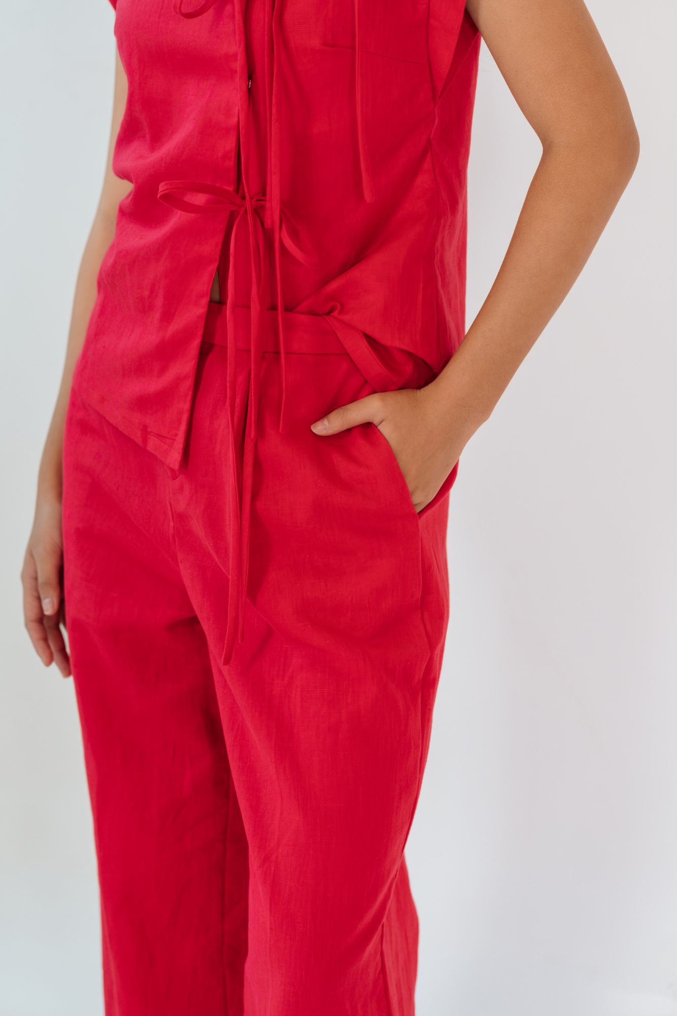 Red Garnet Relaxed Top & Flared Pants Set