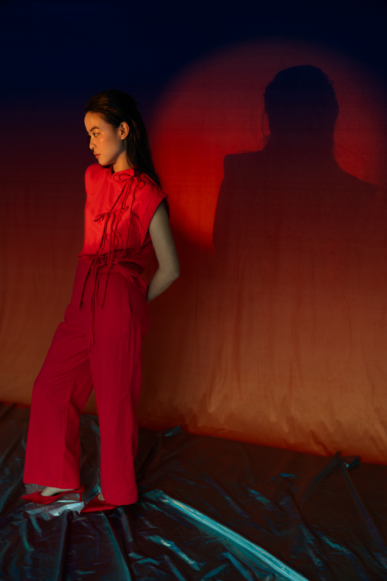 Red Garnet Relaxed Top & Flared Pants Set