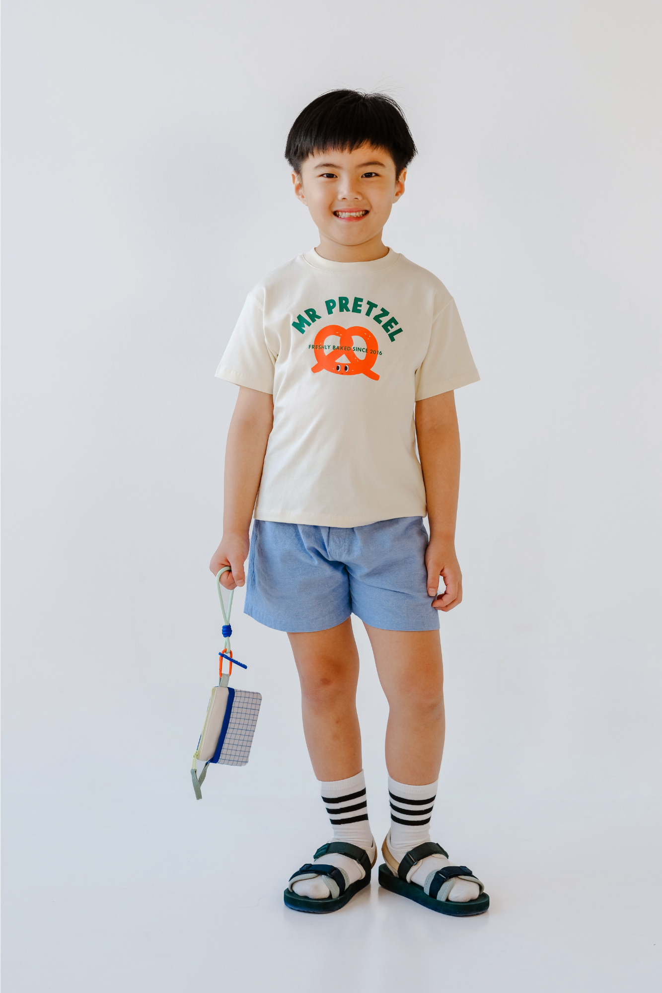 Personalisable Lemon Stripe Flat Pouch