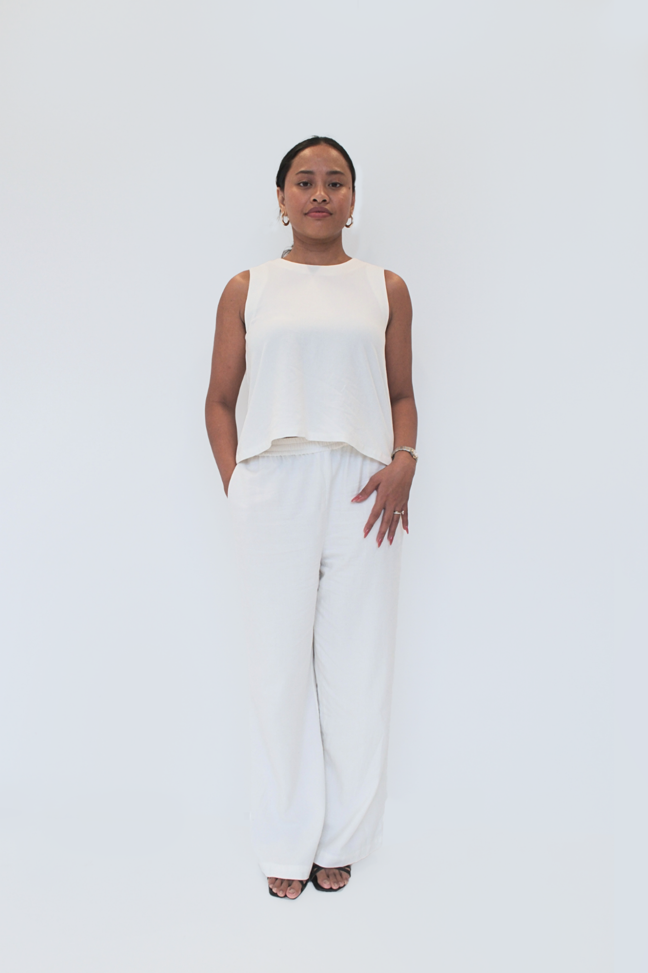 Ecru Boxy Tank & Relaxed Pants Set