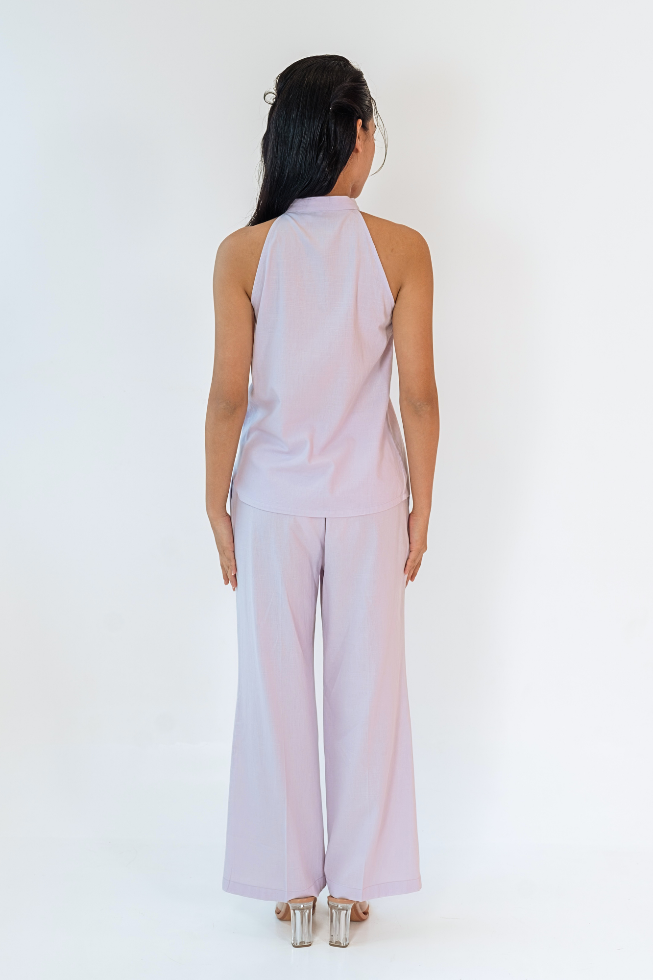 Lavender Halter Top & Flared Pants Set