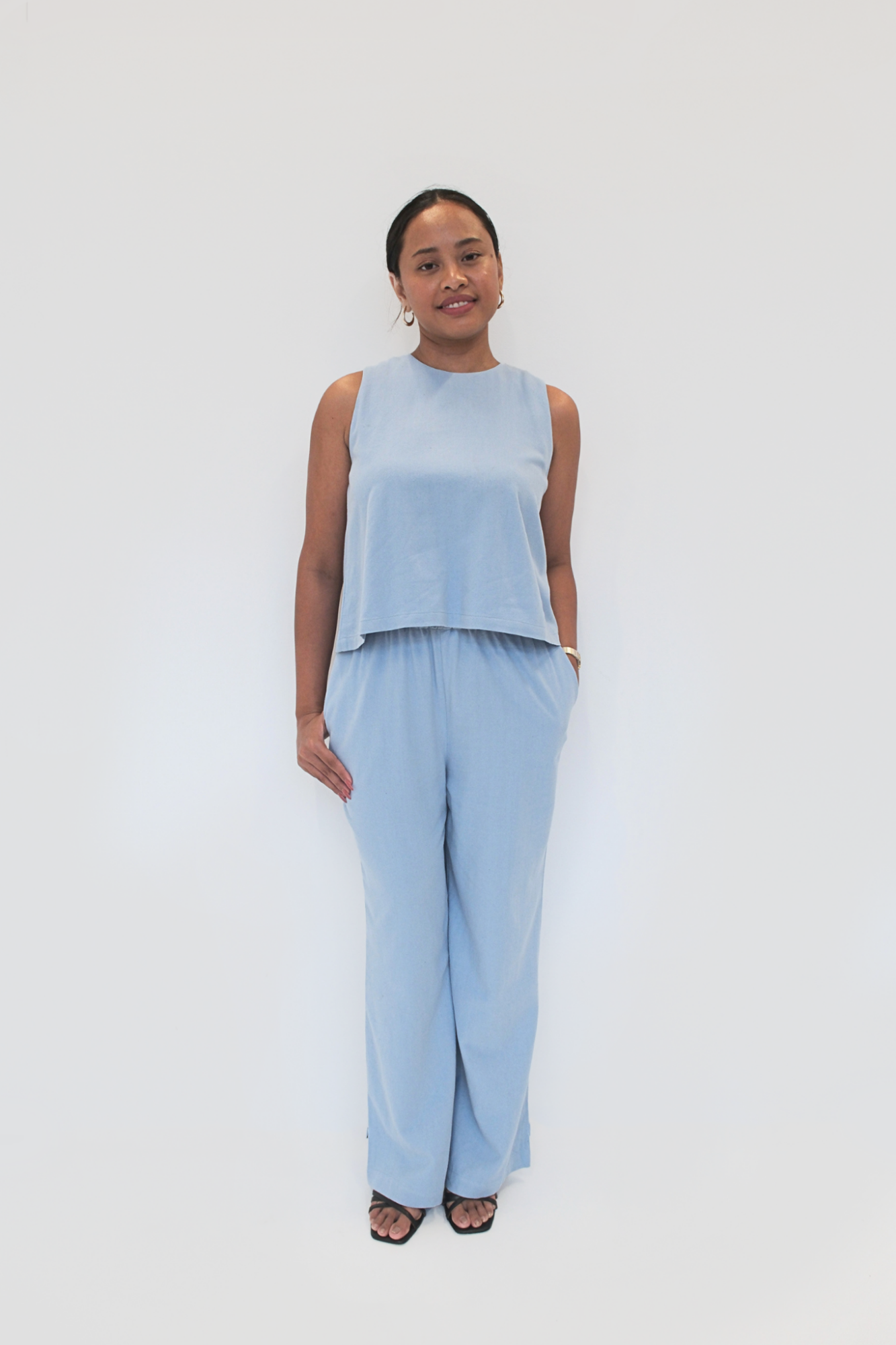 Cornflower Blue Boxy Tank & Relaxed Pants Set