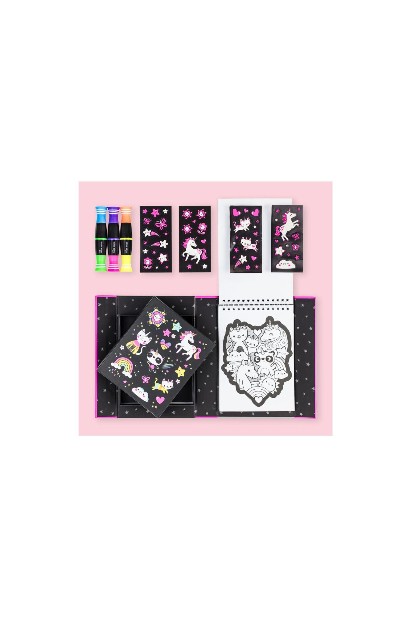 TIGER TRIBE NEON COLOURING SET - UNICORNS & FRIENDS