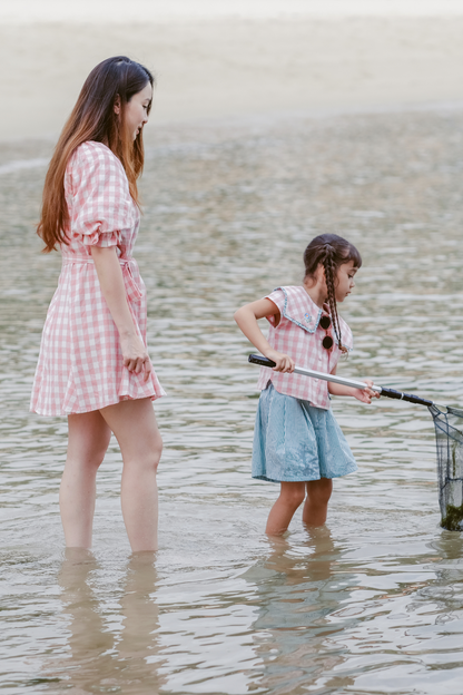 Pink Check Relaxed Mini Dress