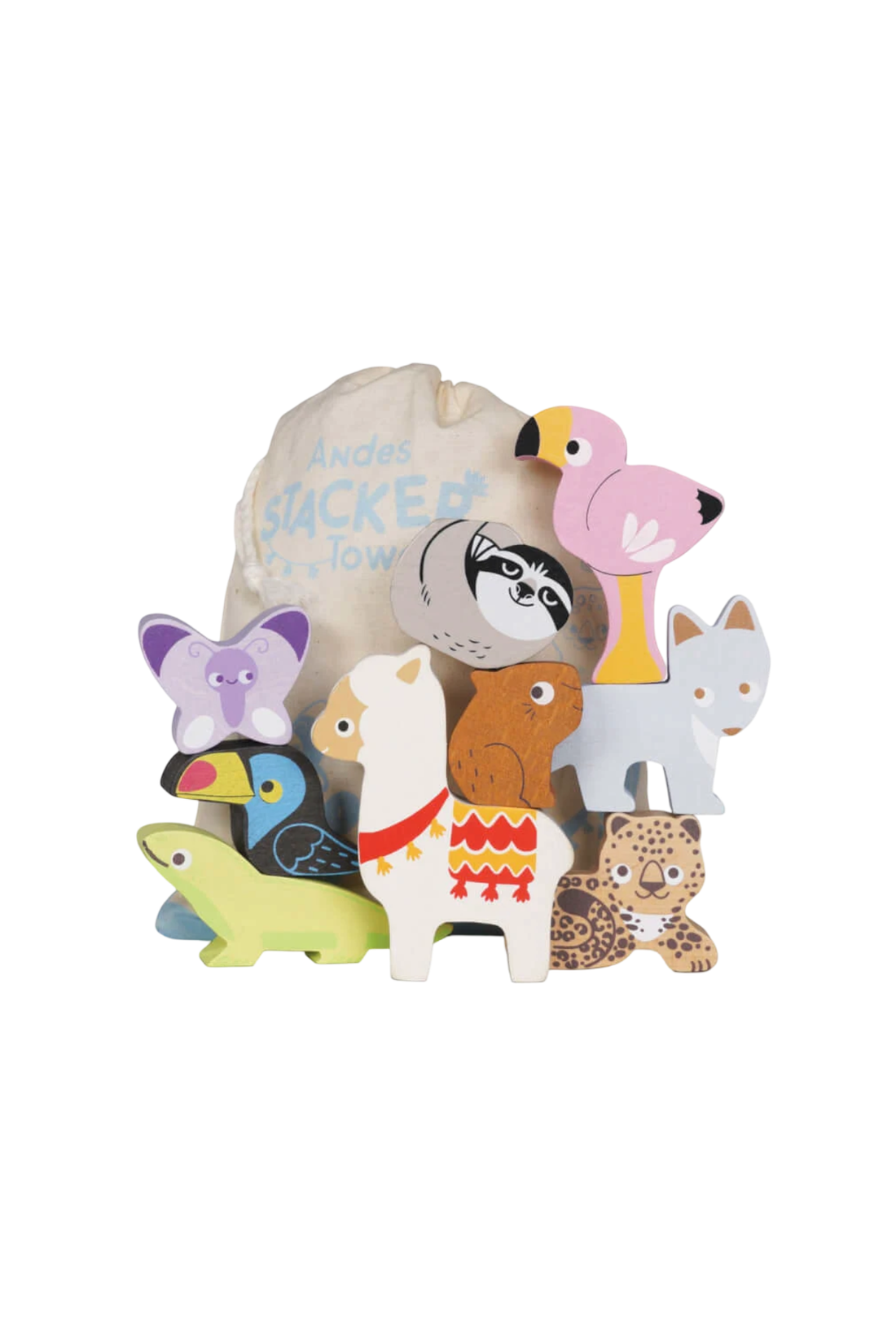 Le Toy Van Wooden Stacking Animals &amp; Bag - Andes