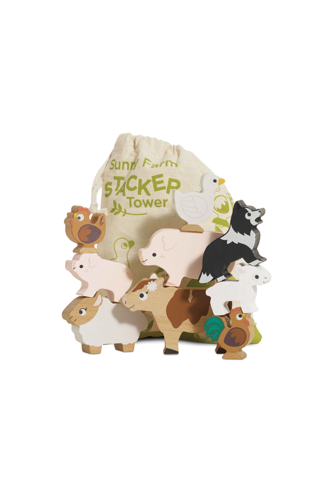 Le Toy Van Wooden Stacking Animals &amp; Bag - Farmyard