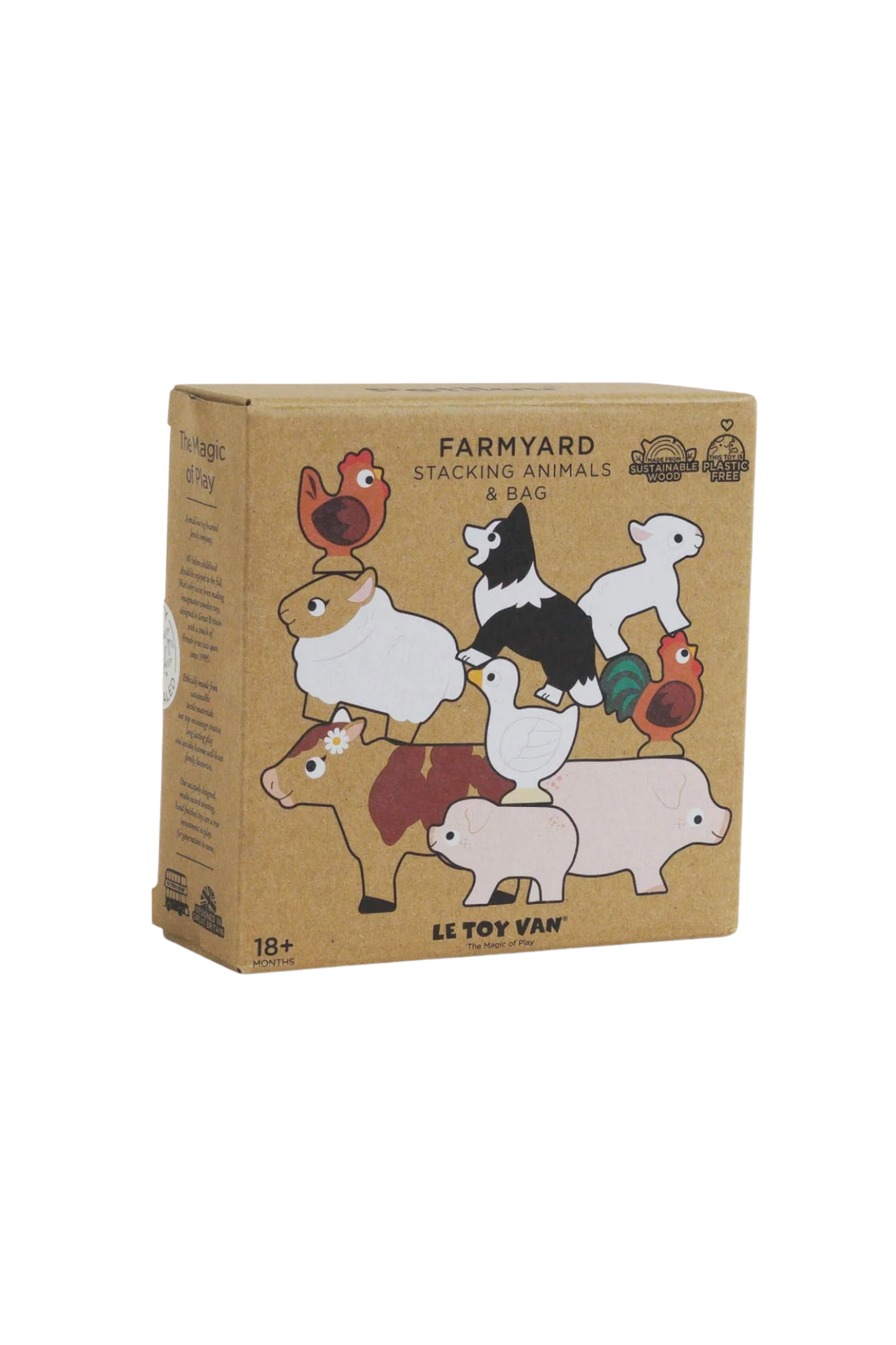 Le Toy Van Wooden Stacking Animals &amp; Bag - Farmyard