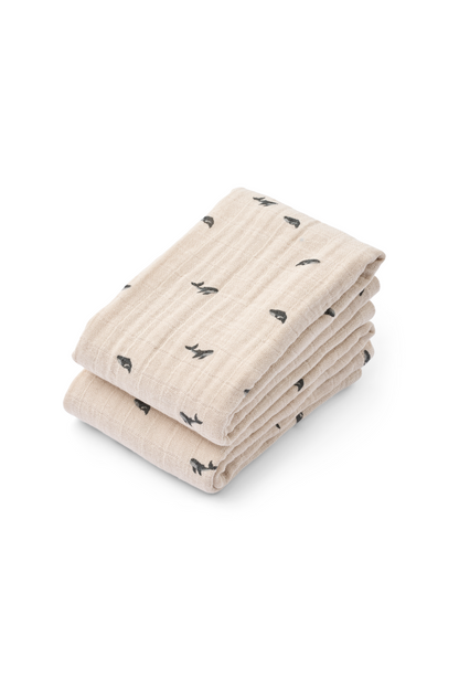 Personalisable Liewood Mini Whale/ Sandy Lewis Muslin Cloth 2-pack