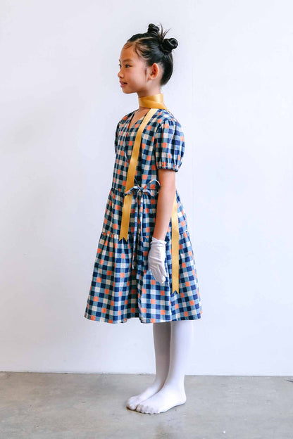 Papaya Check Anna Wrap Dress