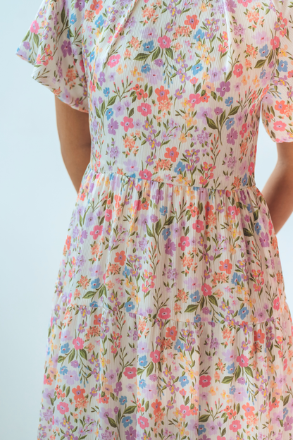 Blush Spring Flutter Midi Dress