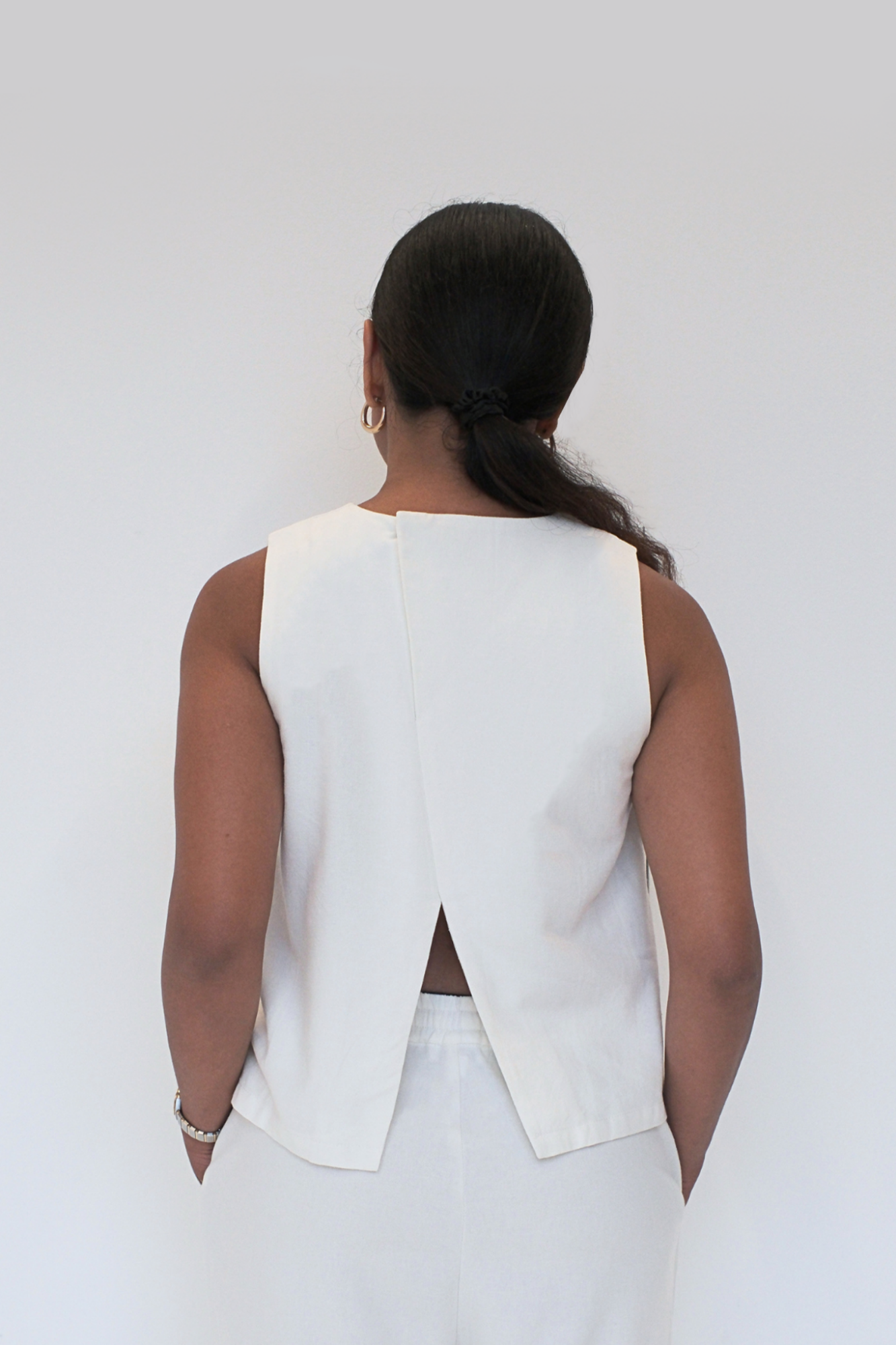 Ecru Boxy Tank &amp; Relaxed Pants Set