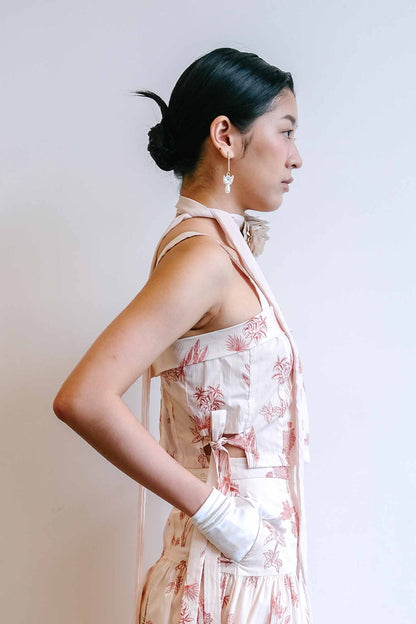 Red Botanical Cropped Top