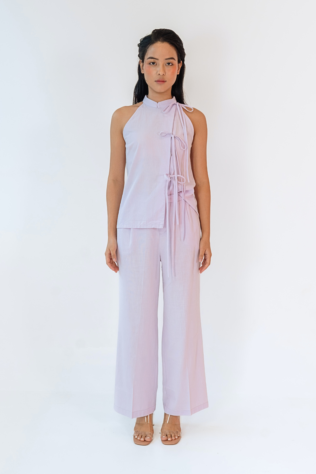 Lavender Halter Top &amp; Flared Pants Set