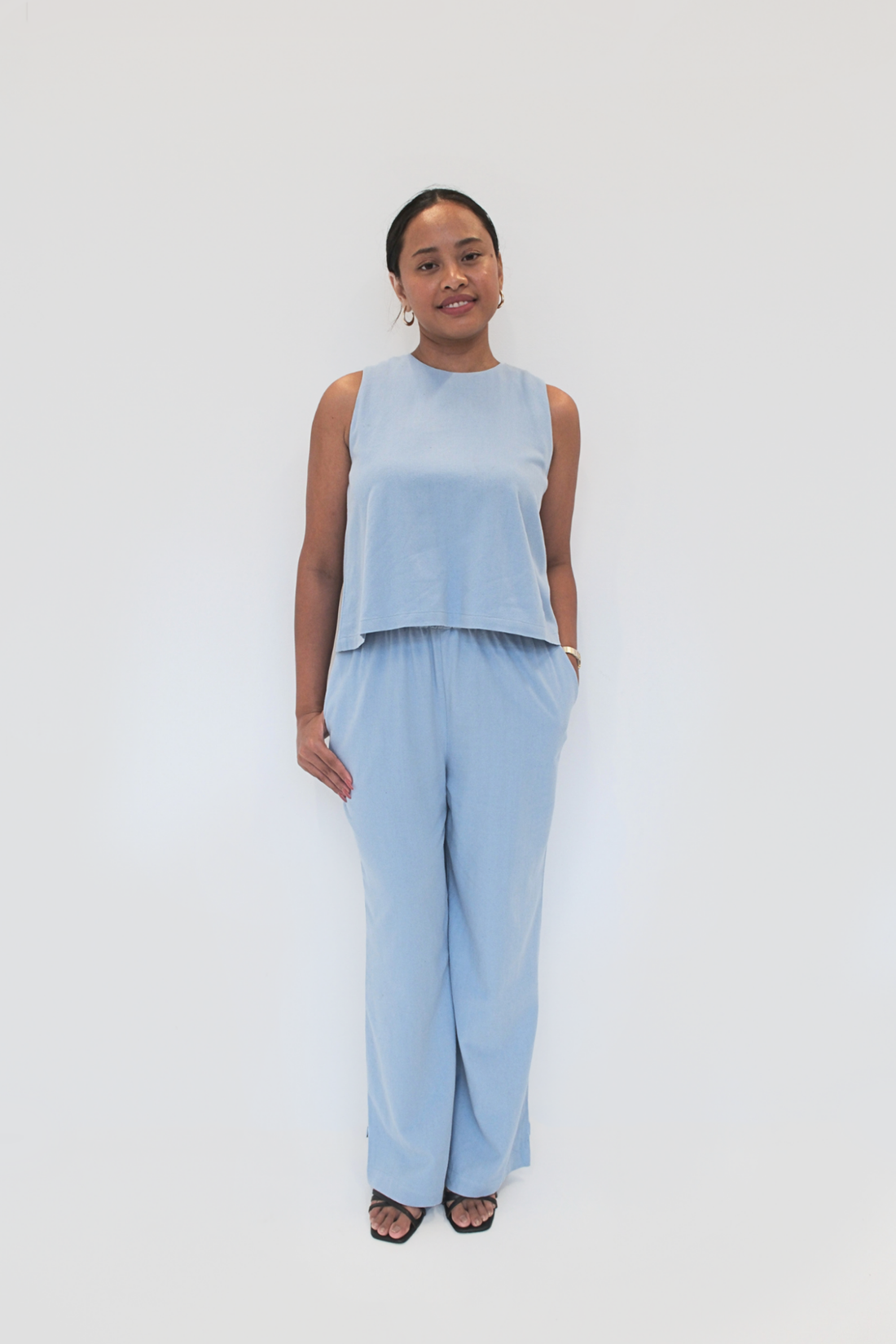 Cornflower Blue Boxy Tank & Relaxed Pants Set