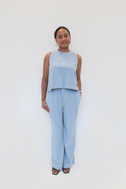 Cornflower Blue Boxy Tank &amp; Relaxed Pants Set