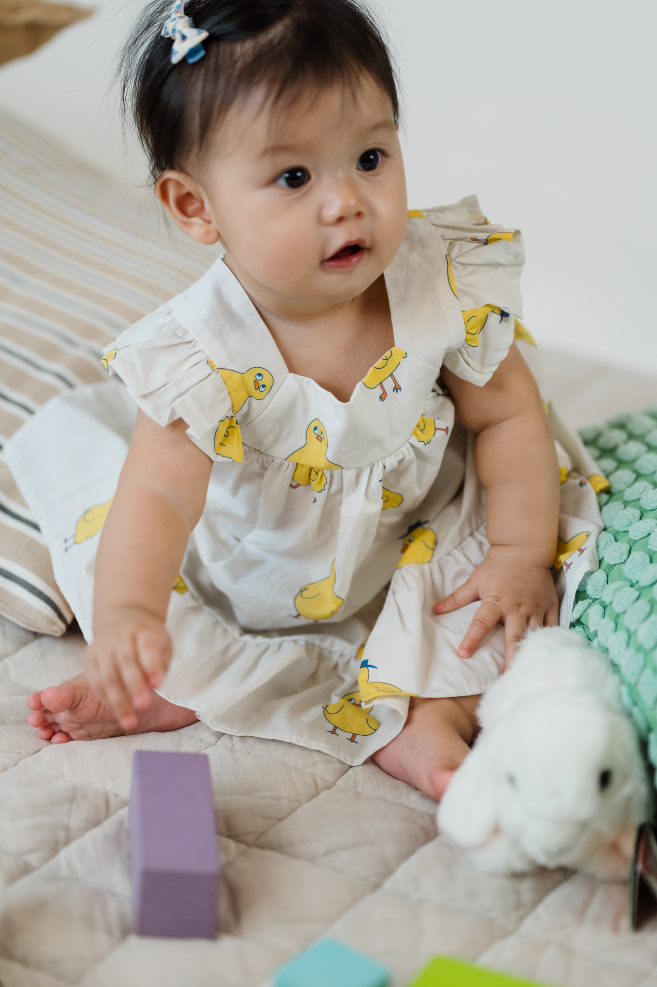 Chicks Cream Baby Ruffled Dress