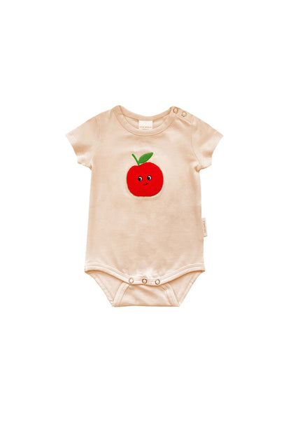 Fuzzy Apple Onesie - Sand