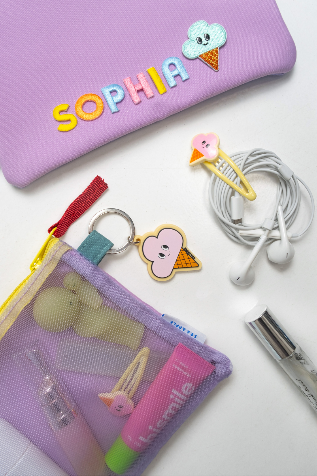 Personalisable Lilac Mesh Pouch