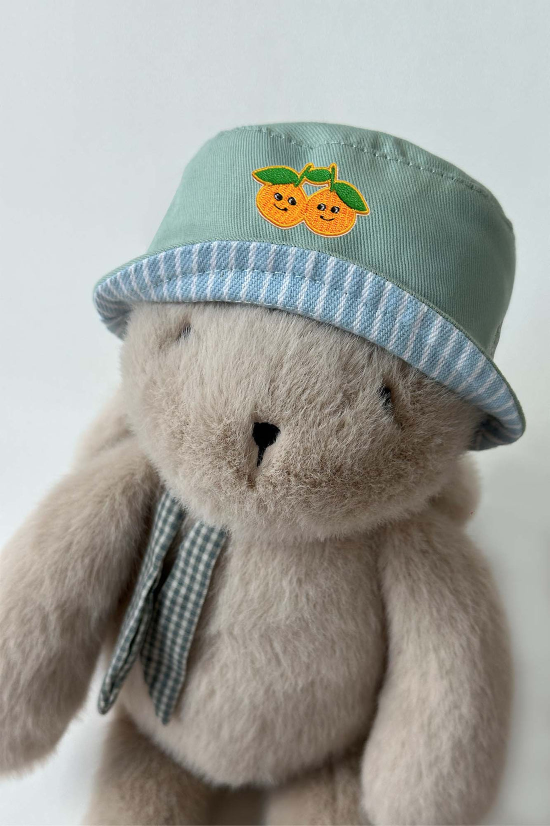 Personalisable Mini Striped Sage Reversible Bucket Hat