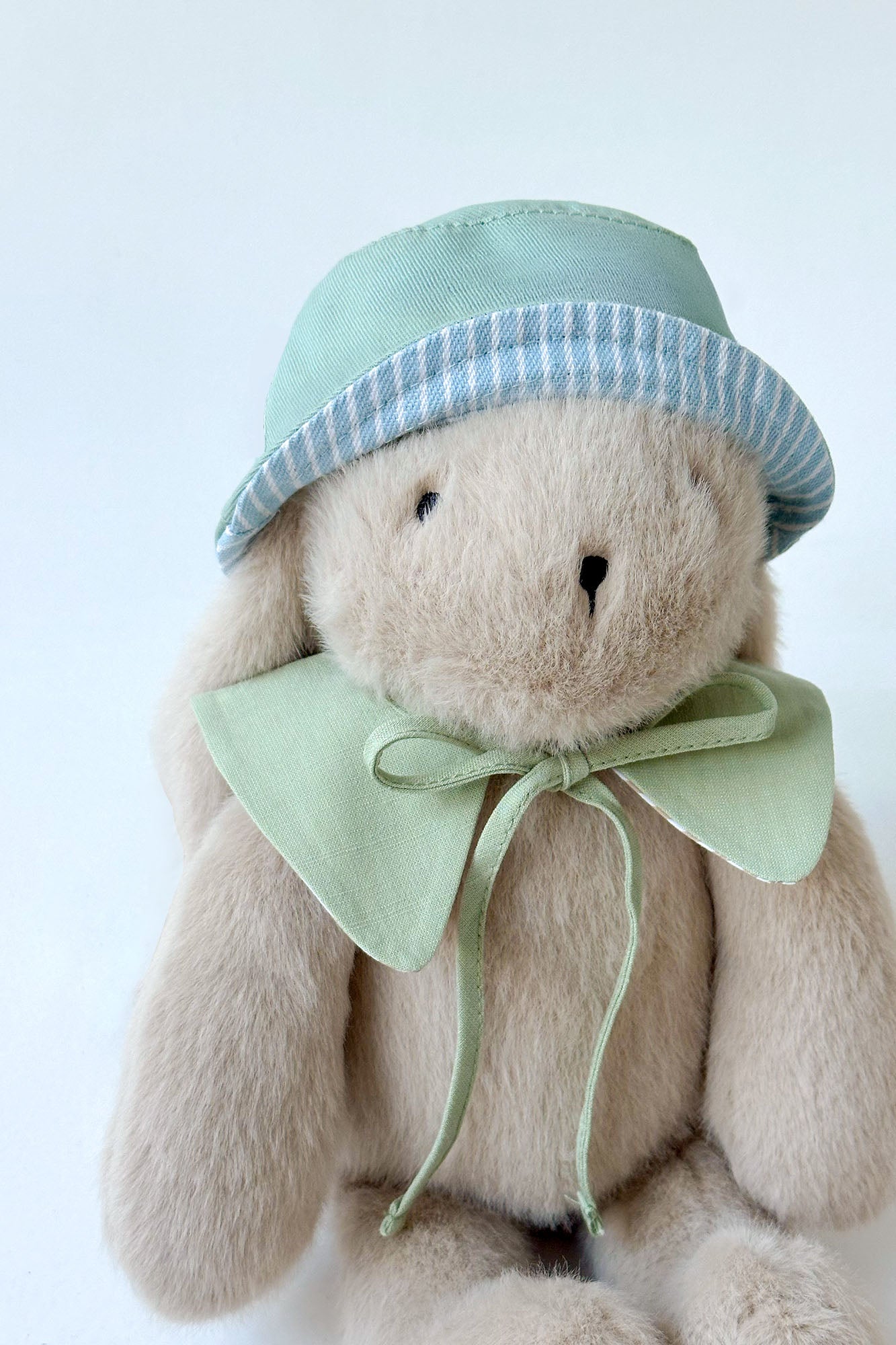Personalisable Mini Striped Sage Reversible Bucket Hat