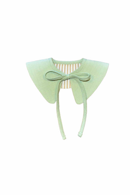 Mini Striped Sage Reversible Pointed Collar