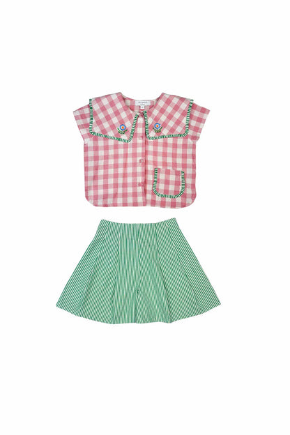 Pink Check Phoebe Two Piece Set