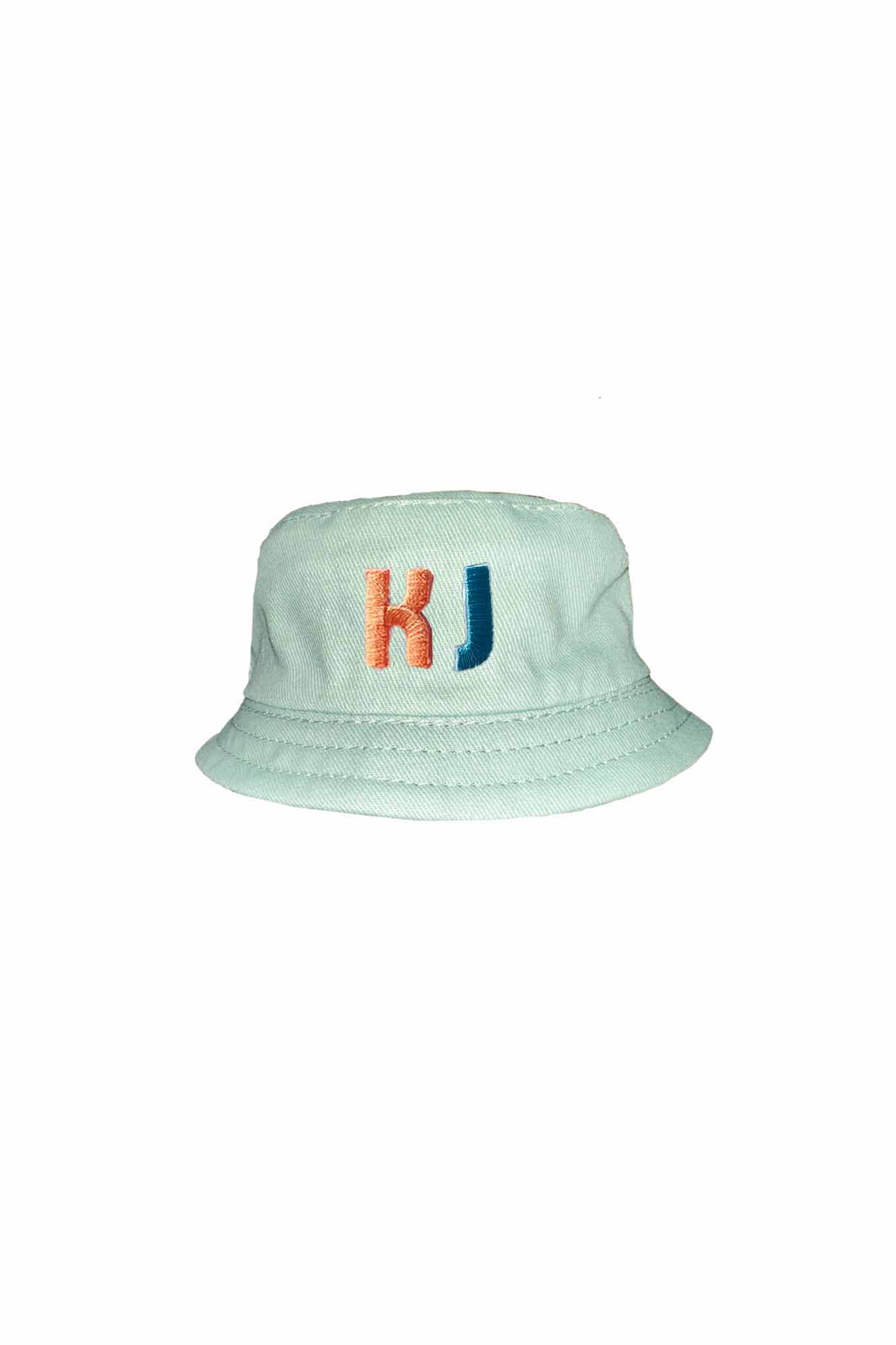 Personalisable Mini Striped Sage Reversible Bucket Hat
