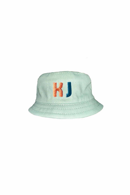Personalisable Mini Striped Sage Reversible Bucket Hat